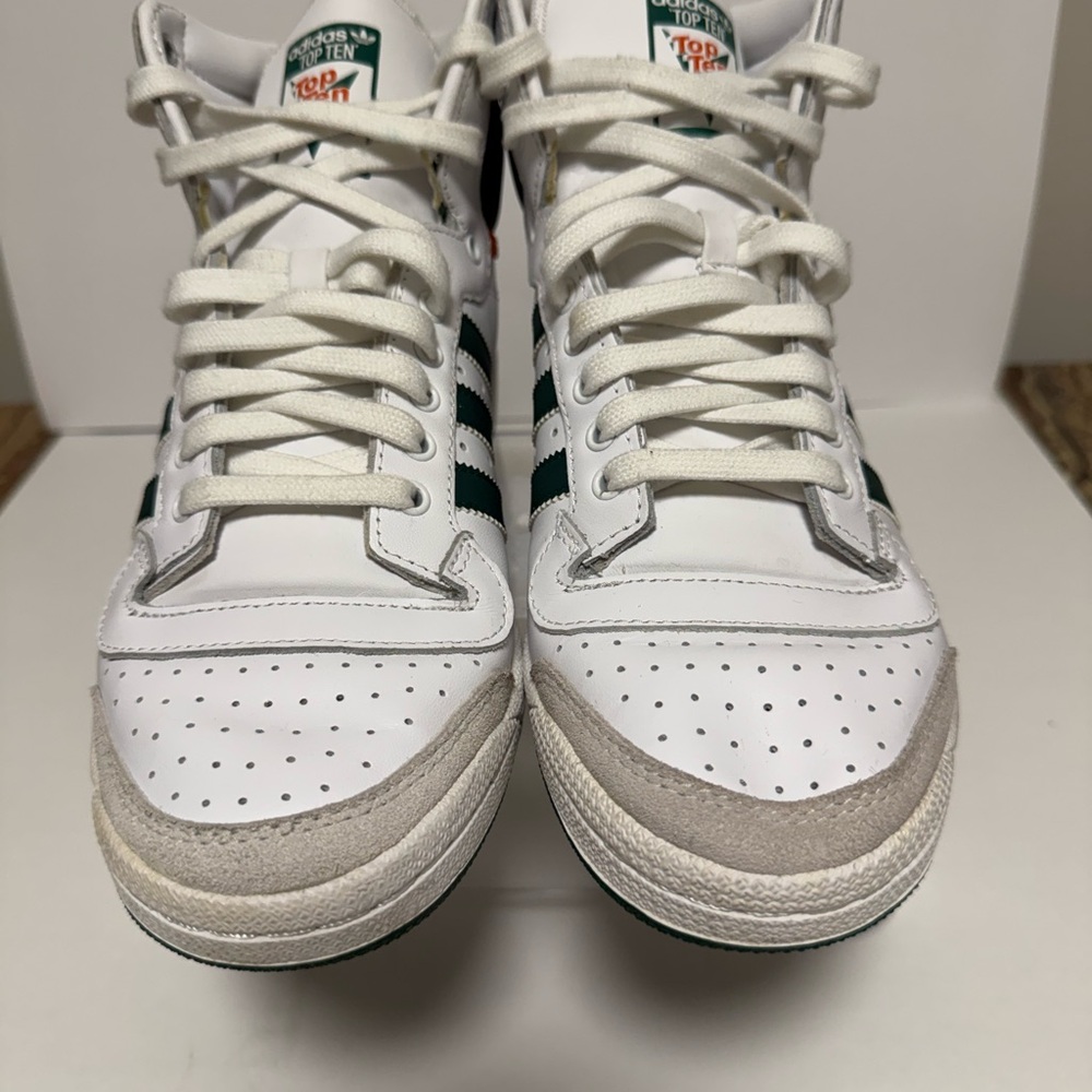 Adidas Top Ten White and Dark Green High-Tops